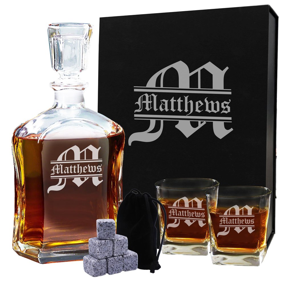 My Personal Memories, Custom Personalized 23 oz Liquor Decanter, Engraved Glass Whiskey Bottle with Name (Classic Design)