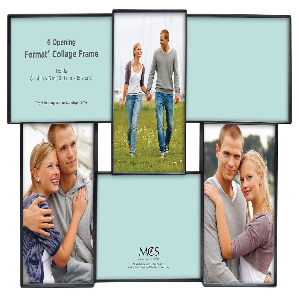 MCS Front-Loading Collage Picture Frame With 6 Openings, 4 x 6, Black (Rectangular)
