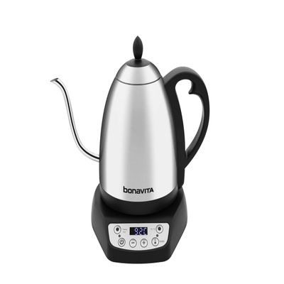 Bonavita 1L Digital Variable Temperature Gooseneck Electric Kettle for Coffee Brew and Tea Precise Pour Control, 6 Preset Temps, Caf or Home Use, 1200 Watt, LED Panel, Stainless Steel