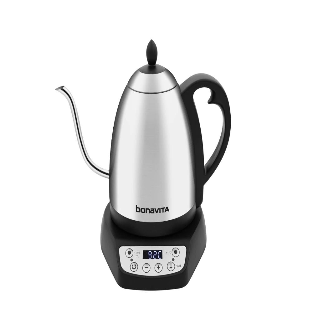 Bonavita 1L Digital Variable Temperature Gooseneck Electric Kettle for Coffee Brew and Tea Precise Pour Control, 6 Preset Temps, Caf or Home Use, 1200 Watt, LED Panel, Stainless Steel