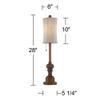 Regency Hill Bertie Traditional Natural Cottage Buffet Table Lamps 28" Tall Skinny Set of 2 Warm Brown Wood Tone Fabric Drum Shade Decor for Living Room Bedroom House Bedside Nightstand Home view 4