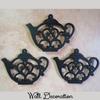 Teapot Cast Iron Trivet for Hot Pots & Kitchen & Dining Table, Gift for Home, Metal Wall Art & Home Decor, 2 or More for Set, Black, 8 by 6.1 Inches view 3