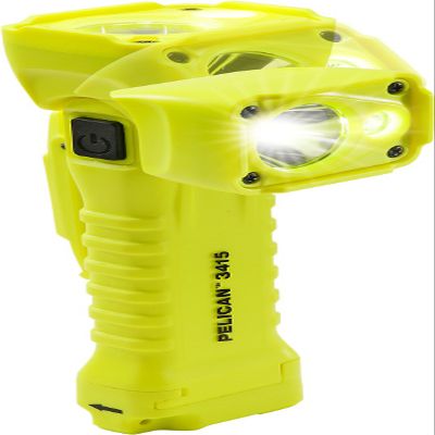 Pelican CVPKG Presents Yellow 3415M Right Angle Flashlight with magnetic clip.