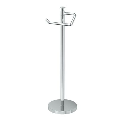 Gatco 1435C Freestanding Toilet Paper Holder, 23.68 H, Chrome | Toilet Tissue Roll Holder Stand With Weighted and Padded Base For Bathroom