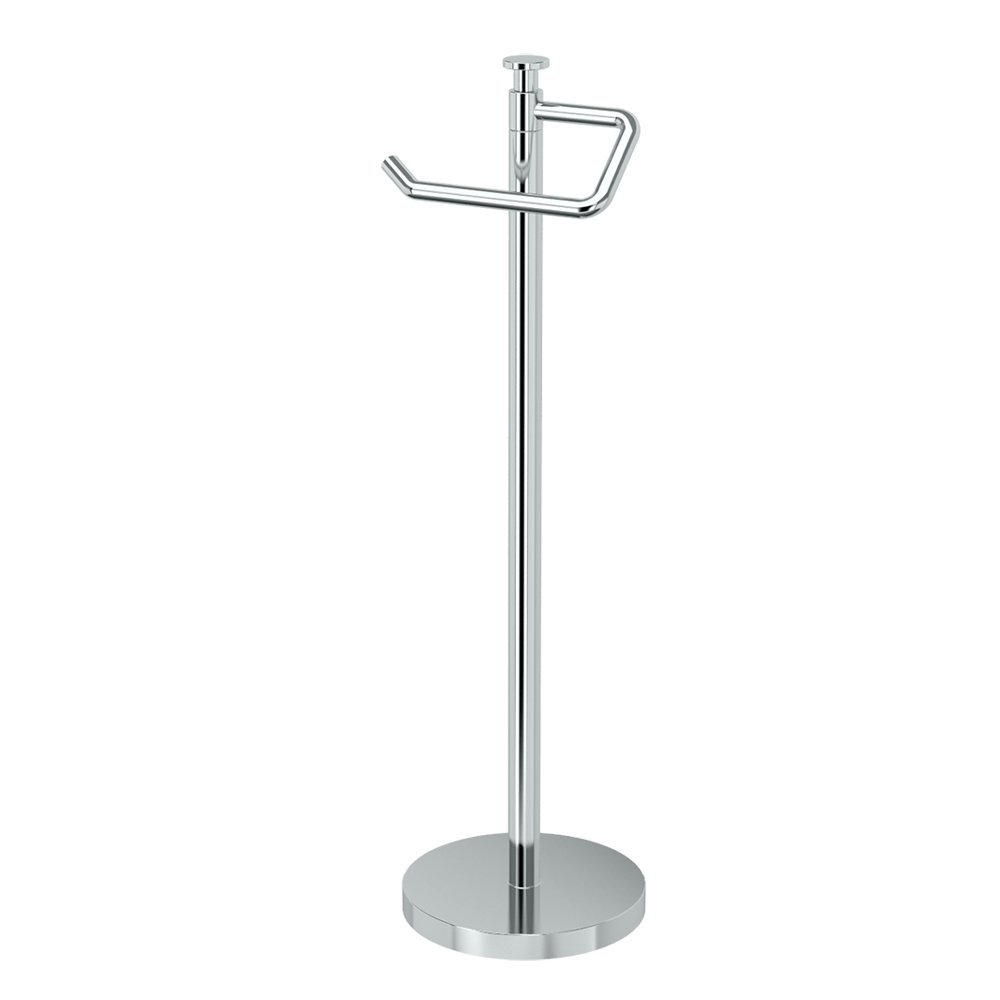 Gatco 1435C Freestanding Toilet Paper Holder, 23.68 H, Chrome | Toilet Tissue Roll Holder Stand With Weighted and Padded Base For Bathroom