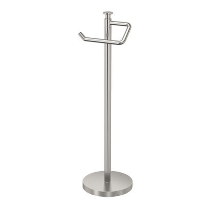 Gatco 1435SN Freestanding Toilet Paper Holder, 23.68 H, Satin Nickel Toilet Tissue Roll Holder Stand With Weighted and Padded Base For Bathroom