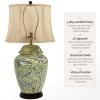 Red Lantern 25" Jade Green Birds and Flowers Lamp view 4