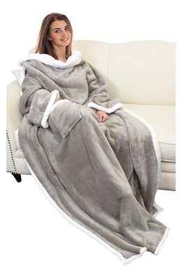 Catalonia Sherpa Wearable Blanket with Sleeves Arms, Comfy Sleeved TV Wrap Blanket, Large Snuggly Throw for Women and Men, Gift for Her