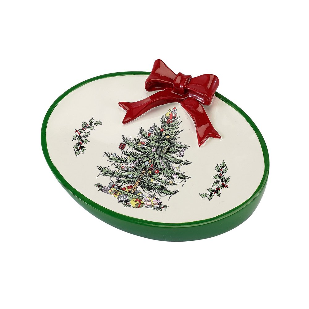 Spode - Soap Dish, Guest Bathroom Essentials, Holiday Bath Decor (Spode Christmas Tree Collection)