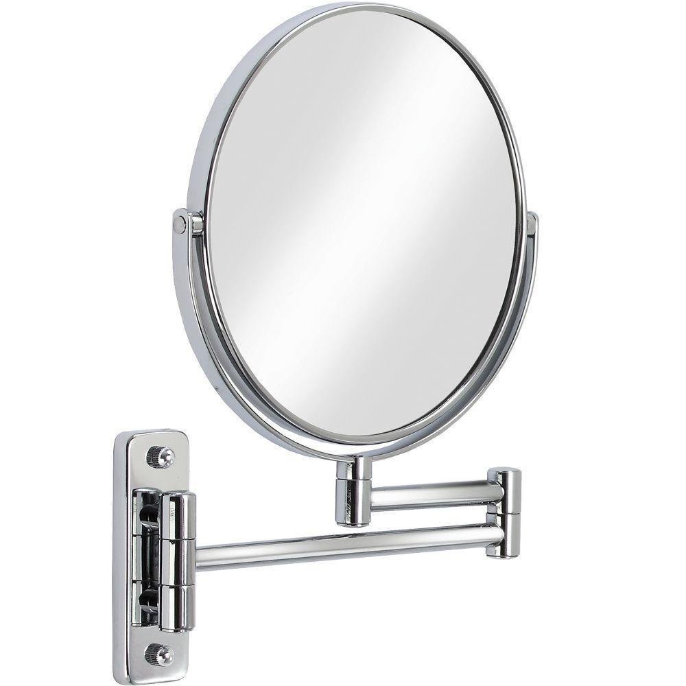 Better Living Cosmo 8" Vanity Doubled Sided Mirror, 1x/5x Magnification 360 Rotation Cosmetic Round Wall-Mount Makeup Mirror, Shaving Mirror, 10" x 1" x 12.25", Chrome