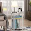 Furinno JUST Side Table, 3-Tier End Table, Open Shelves Night Stand, Bedside Table, Toolless Assembly, for Living Room, Bedroom, Bathroom, White(Espresso) view 2