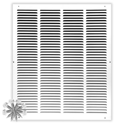 HVAC Premium 16'' x 20'' [Duct Opening] Flat Stamped Steel Return Air Grille - Sidewall and Ceiling - HVAC Vent Duct Cover - White [Outer Dimensions: 17.75''w X 21.75''h]
