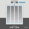 HVAC Premium 16'' x 20'' [Duct Opening] Flat Stamped Steel Return Air Grille - Sidewall and Ceiling - HVAC Vent Duct Cover - White [Outer Dimensions: 17.75''w X 21.75''h] view 2
