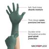 Ansell MICROFLEX Dura Flock DFK-608 Thick 11mil Nitrile Gloves for Automotive, Aftermarket, Machinery - XL, Green (Box of 50) view 2