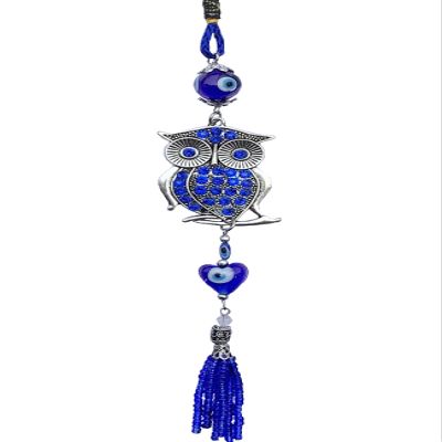 Blue Evil Eye Owl Car or Wall Decor Charm Hanging for Protection (with a Betterdecor Pouch)-25