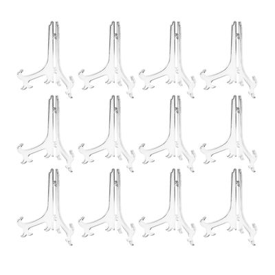 Super Z Outlet Clear Plastic Easels or Stand/Plate Holders to Display Pictures, Placecards, or Other Items at Weddings, Home Decoration, Birthdays, Tables (12 Pack) (8.5 Inch)