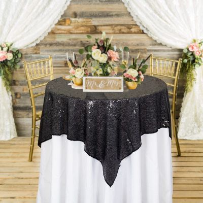 ShiDianYi 50''x50'' Square Black Sequin Tablecloth Glitter Sequin Overlays, Black Sequin Fabric Table Cloth Runners, Gatsby Wedding, Glam Wedding Decor, Vintage Weddings