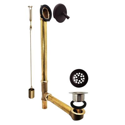 Westbrass D324-20G-12 22-1/2" Brass Bath Waste & Overflow Assembly with Trip Lever and Beehive Strainer Grid Drain, Oil Rubbed Bronze