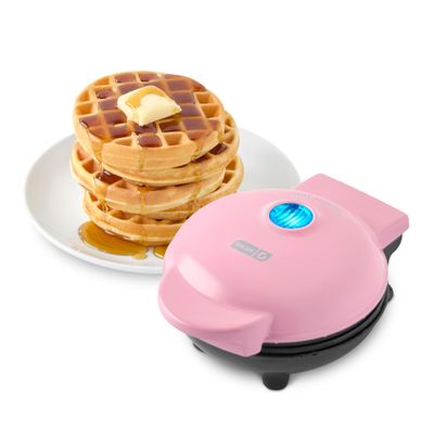 Dash Mini Waffle Maker- Compact Electric Iron for Creative Homemade Treats - PTFE nonstick surface - Easy-to-Clean - Perfect for Kids & Families - Pink