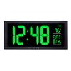 AcuRite 76101M Oversized LED Clock with Indoor Temperature, Date and Fold-Out Stand, 18", Green view 1