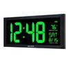 AcuRite 76101M Oversized LED Clock with Indoor Temperature, Date and Fold-Out Stand, 18", Green view 3