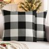 MIULEE Halloween Pack of 2 Farmhouse Buffalo Check Plaids Linen Throw Pillow Covers Soft Soild Decorative Home Decor Outdoor Cushion Case for Sofa Bedroom 18 x 18 Inch, Black and White view 1