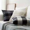 MIULEE Halloween Pack of 2 Farmhouse Buffalo Check Plaids Linen Throw Pillow Covers Soft Soild Decorative Home Decor Outdoor Cushion Case for Sofa Bedroom 18 x 18 Inch, Black and White view 3