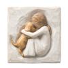 Willow Tree True, Truly a Friend, an Expression of Friendship and Love of Dogs in Carved Bas-Relief, Sculpted Hand-Painted Plaque view 1