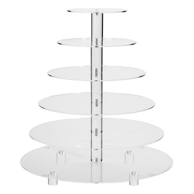 Jusalpha 6 Tier Round Acrylic Cupcake Stand-cake stand-dessert stand, cupcake Tower 6RFs (6 Tier With Base) (6RF-S)