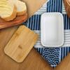 Arswin Porcelain Butter Dish with Lid,Ceramic Butter Dish with Bamboo Lip,Butter Keeper Container with Cover for Countertop or Refrigerator,Heat Resistant Kitchen Butter Storage Dish,White (300ml) view 3