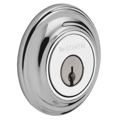 Baldwin DCTRD260 Reserve Double Cylinder Traditional Round Deadbolt, Bright Chrome Finish