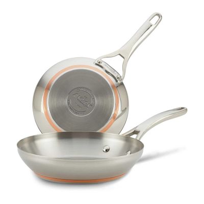 Anolon Nouvelle Stainless Stainless Steel Frying Pan Set / Fry Pan Set / Skillet Set - 8 Inch and 9.5 Inch , Silver