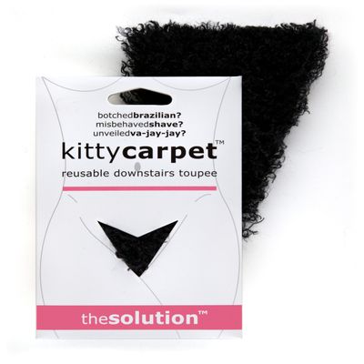 FUN delivery Kitty Carpet: Reusable Downstairs Toupee Merkin Wig Funny Gag Gift for Women & White Elephant Gift Exchanges (Black - MJ's Hair)