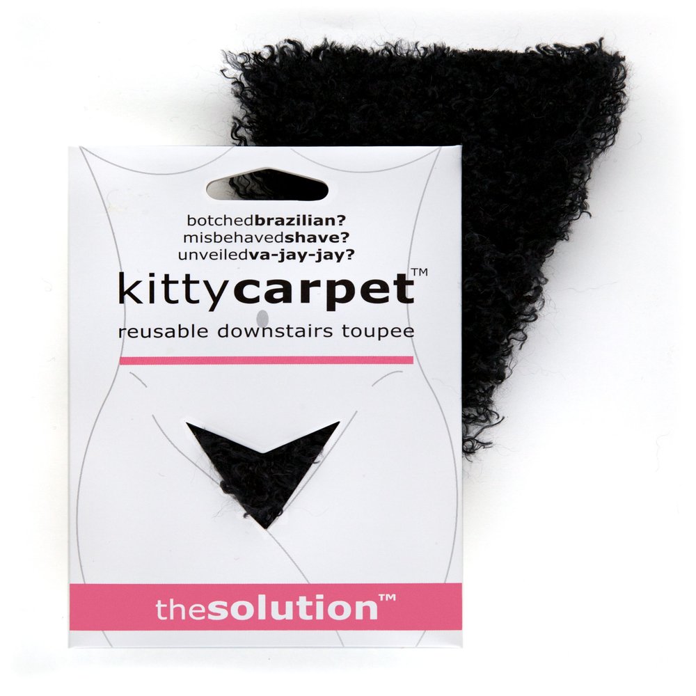 FUN delivery Kitty Carpet: Reusable Downstairs Toupee Merkin Wig Funny Gag Gift for Women & White Elephant Gift Exchanges (Black - MJ's Hair)
