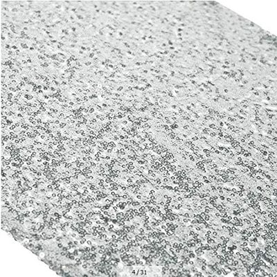 ShiDianYi 12x72-Inch Silver Sequin Table Runner Sparkly Metallic Silver Sequin Runner Event Bridal Wedding Runner Birthday Party Dinner Party Additional Colors Available Shower Ready to Ship