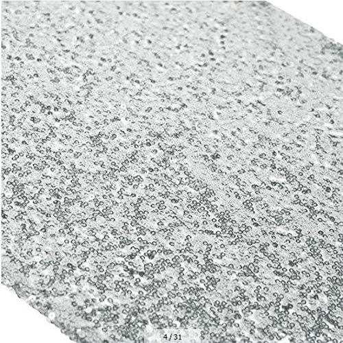 ShiDianYi 12x72-Inch Silver Sequin Table Runner Sparkly Metallic Silver Sequin Runner Event Bridal Wedding Runner Birthday Party Dinner Party Additional Colors Available Shower Ready to Ship