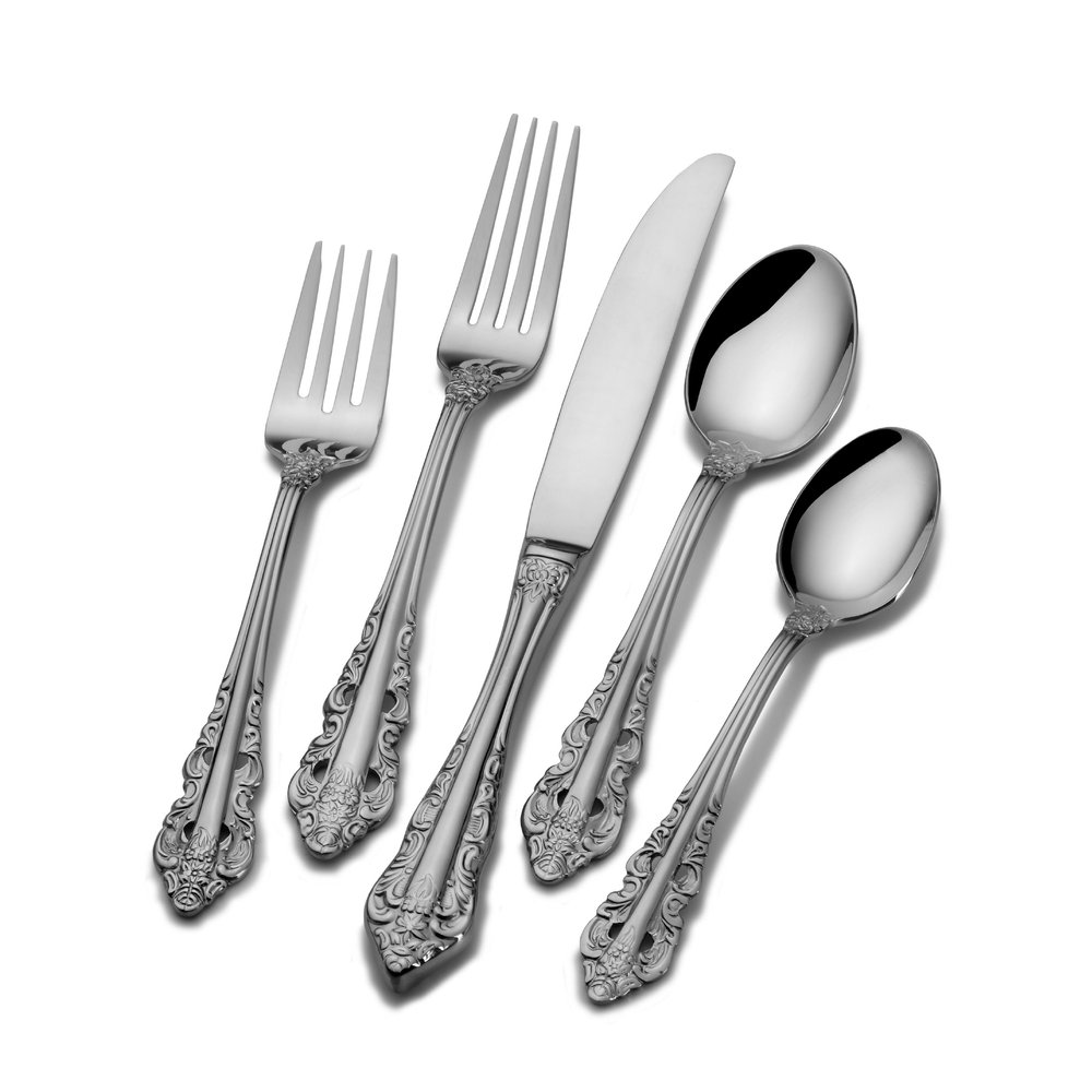 Wallace Home Antique Baroque 20 Piece Flatware Set, Stainless Steel