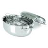Viking 3-Ply Oval Roasting Pan, 8.5 Quart, Stainless Steel Kitchen Cookware with Metal Induction Lid and Rack, Great for Turkey, Dishwasher and Oven Safe, Silver view 1