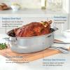 Viking 3-Ply Oval Roasting Pan, 8.5 Quart, Stainless Steel Kitchen Cookware with Metal Induction Lid and Rack, Great for Turkey, Dishwasher and Oven Safe, Silver view 4