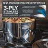Viking 3-Ply Stainless Steel Stock Pot, 12 Quart Soup Cooking Pot with Lid, Kitchen Cookware, Dishwasher and Oven Safe, Induction Ready, Silver view 3