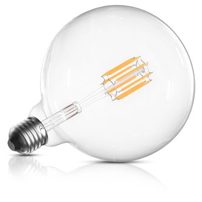 Bonlux 8W G125 LED Globe Light Bulbs, E26 Large Dimmable Filament Bulb Warm White 2700K, Vintage LED Edison Bulbs 60W Equivalent Round Replacement Bulbs, Clear Glass Globe Bulb 800LM, 1 Pack