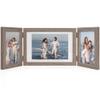 Afuly 5x7 Picture Frame 3 Picture Frames 4x6 5x7 Photo Frames Trifold Triple Collage Rustic Wood Vertical Horizontal Desk Wall Display Decor, Unique Wedding Birthday Gifts for Women Mom Family Friends view 1