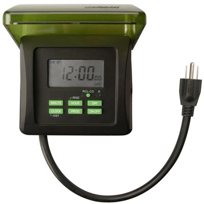 Woods 50015WD Outdoor 7-Day Heavy Duty Digital Plug-in Timer; 2 Grounded Outlets; Weatherproof; Perfect for Automating Holiday/Christmas Lights; 3/4 Horse Power; Energy Saving Precision Programming; Black & Green