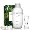Homestia 2 pcs Clear Cocktail Shaker Set, 1 pcs Plastic Bar Shaker with 1pc Plastic Cocktail Double Measuring Jigger, Hand Drink Mixer Boba Tea Shaker w/Scales, Bar Tool Transparent (500ml/17oz) view 1