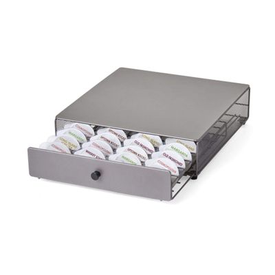 Nifty Cocktail Beverage Bartesian Capsule Drawer  Holds up to 36 Capsule Pods, Smooth Glide Rolling Drawer, Silver, Countertop Bar Organizer