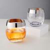 Viski Irving Chrome Rim Crystal Lowball Tumblers Set of 2 - Premium Crystal Clear Cocktail Glass Gold Rimmed Glassware, Stylish Lowball Whiskey Glass Gift Set, 9 oz view 4