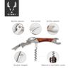 Viski Admiral Double Hinged Corkscrew Wine Opener with 2 Built-in Bottle Openers and Easy Grip Foil Cutter, Stainless Steel with Rosewood Handle, Home Bar, Travel, Gifts for Wine Lovers, Set of 1 view 2