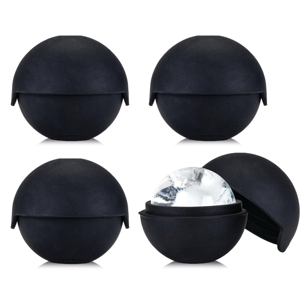Viski Sphere Ice Molds, Large 2 Inch Silicone Ice Ball Makers for Whiskey, Bourbon, Scotch, and Cocktails, Easy Release Round Mold Set for Drinks, Home Bar Gifts, Bar Cart Accessories, Set of 4