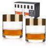 Viski Irving Bronze Rim Crystal Lowball Tumblers Set of 2 - Premium Crystal Clear Cocktail Glass Bronze Rimmed Glassware, Stylish Lowball Whiskey Glass Gift Set, 8 oz view 1