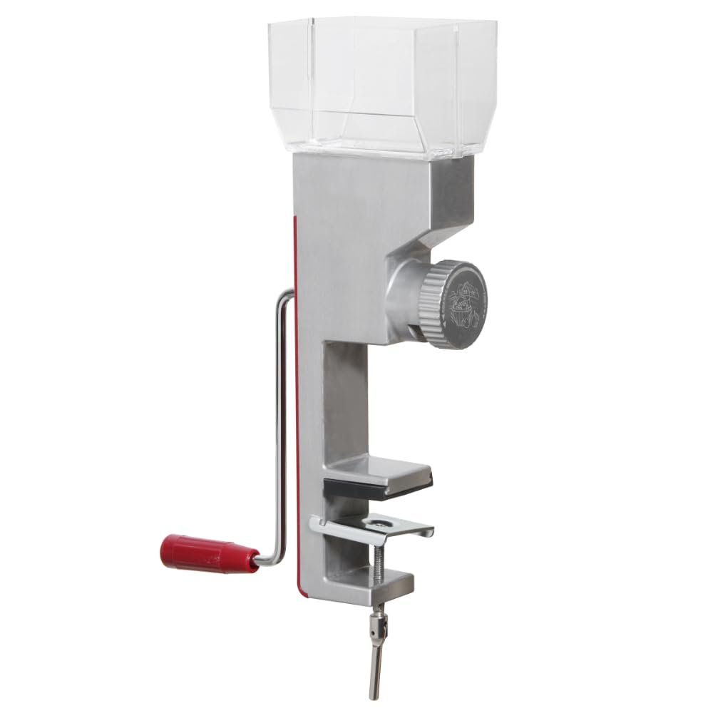 Kitchen Crop Grain Mill Wheat Flour Grinder, Stainless Steel Metal Burrs (Deluxe Grain Mill)
